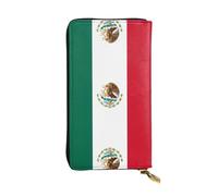 WBQLSL Bolso largo de cuero con diseño de bandera de México con monedero con cremallera y 12 ranuras para tarjetas de crédito, cartera ligera de viaje para dinero en efectivo
