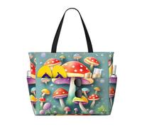 WBQLSL Bonita bolsa de viaje de playa con patrón de hongos de colores para gimnasio, piscina, supermercado, viajes cortos