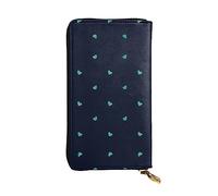WBQLSL Bonita cartera de cuero con cremallera de fondo azul, bolsa de mano de 7.5 x 4.1 pulgadas de largo, múltiples compartimentos y gran capacidad, un buen regalo para amigos