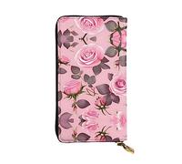 WBQLSL Bonita cartera de cuero con cremallera de rosas rosadas, bolsa de mano de 7.5 x 4.1 pulgadas de largo, múltiples compartimentos y gran capacidad, un buen regalo para amigos