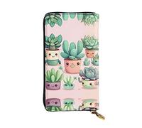 WBQLSL Bonita cartera de cuero con cremallera para plantas suculentas, bolsa de mano de 7.5 x 4.1 pulgadas de largo, múltiples compartimentos y gran capacidad, un buen regalo para amigos