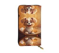 WBQLSL Bonita cartera de cuero con diseño de cachorro, monedero de 7.4 x 4.13 pulgadas de largo con cremallera, práctica cartera de viaje para dinero en efectivo