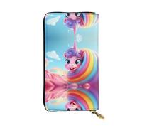 WBQLSL Bonita cartera de cuero con diseño de unicornio, monedero de 7.4 x 4.13 pulgadas de largo con cremallera, práctica cartera de viaje para dinero en efectivo