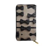 WBQLSL Bonita cartera de cuero con lazo de corbata negra, monedero de 7.4 x 4.13 pulgadas de largo con cremallera, práctica cartera de viaje para dinero en efectivo