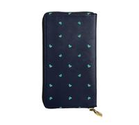 WBQLSL Bonita cartera de cuero elegante con fondo azul, monedero de 7.4 x 4.13 pulgadas de largo con cremallera, práctica cartera de viaje para dinero en efectivo
