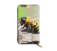 WBQLSL Bonita cartera de piel con diseño de abeja pequeña, monedero de 7.4 x 4.13 pulgadas de largo con cremallera, práctica cartera de viaje para dinero en efectivo
