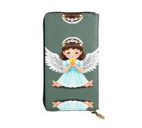 WBQLSL Bonita cartera de piel con diseño de ángel pequeño, monedero de 7.4 x 4.13 pulgadas de largo con cremallera, práctica cartera de viaje para dinero en efectivo