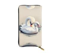 WBQLSL Bonita cartera de piel con diseño de cisne pequeño, monedero de 7.4 x 4.13 pulgadas de largo con cremallera, práctica cartera de viaje para dinero en efectivo