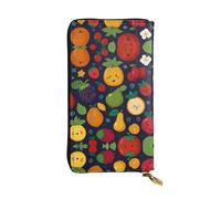 WBQLSL Bonita cartera de piel con diseño de dibujos animados de frutas, monedero con cremallera de 7.4 x 4.13 pulgadas de largo, práctica cartera de viaje para dinero en efectivo