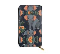 WBQLSL Bonita cartera de piel con diseño de elefante, monedero de 7.4 x 4.13 pulgadas de largo con cremallera, práctica cartera de viaje para dinero en efectivo