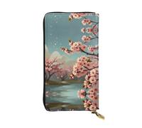 WBQLSL Bonita cartera de piel con diseño de flor de melocotón de dibujos animados, monedero de 7.4 x 4.13 pulgadas de largo, con cremallera, práctica cartera de viaje para dinero en efectivo