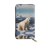 WBQLSL Bonita cartera de piel con diseño de oso polar, 19 x 10,5 cm de largo, con cremallera, práctica cartera de viaje para dinero en efectivo