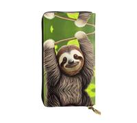 WBQLSL Bonita cartera de piel con diseño de perezoso, monedero de 7.4 x 4.13 pulgadas de largo con cremallera, práctica cartera de viaje para dinero en efectivo