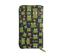 WBQLSL Bonita cartera de piel con diseño de rana de dibujos animados, monedero de 7.4 x 4.13 pulgadas de largo con cremallera, práctica cartera de viaje para dinero en efectivo
