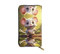 WBQLSL Bonita cartera de piel con diseño de ratón, monedero de 7.4 x 4.13 pulgadas de largo con cremallera, práctica cartera de viaje para dinero en efectivo