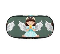 WBQLSL Bonito estuche con diseño de ángel pequeño - Estuche de múltiples capas, adecuado para guardar artículos de papelería de oficina en el campus, Black, Talla única, Estuche de belleza