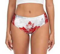 WBQLSL Bragas cómodas de talla grande para mujer, transpirables, de cobertura completa, con estampado retro de la bandera de Canadá, Negro, XS