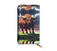 WBQLSL Brave Bull - Elegante cartera de cuero de 7.4 x 4.13 pulgadas de largo, con cremallera, práctica cartera de viaje para dinero en efectivo
