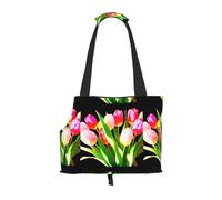 WBQLSL Bright Tulips - Bolsa de viaje para mascotas, pequeña bolsa de hombro para coches y personas