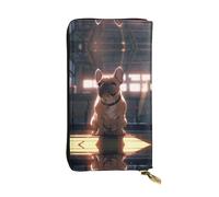 WBQLSL Bulldog Bolso largo de cuero con monedero con cremallera y 12 ranuras para tarjetas de crédito, cartera ligera de viaje para dinero en efectivo