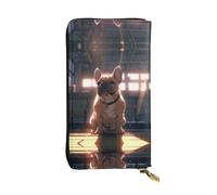 WBQLSL Bulldog - Elegante cartera de cuero de 7.4 x 4.13 pulgadas de largo, monedero con cremallera, práctica cartera de viaje para dinero en efectivo