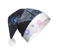 WBQLSL Cabin of the Future Sombrero decorativo de Papá Noel con luces LED, perfecto para fiestas de disfraces y actuaciones escénicas.