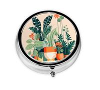 WBQLSL Caja de medicina redonda impresa con 3 compartimentos para almacenamiento portátil de medicamentos