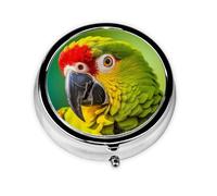 WBQLSL Caja de medicina redonda impresa con 3 compartimentos para almacenamiento portátil de medicamentos