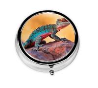 WBQLSL Caja de medicina redonda impresa con 3 compartimentos para almacenamiento portátil de medicamentos