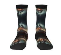 WBQLSL Calcetines de entrenamiento transpirables para correr, calcetines elásticos de media pantorrilla con estampado Ghost Town Mania adecuados para correr y entrenar a diario