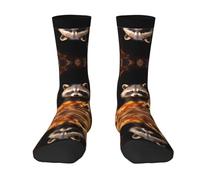 WBQLSL Calcetines de entrenamiento transpirables para correr, con estampado de mapache en un agujero de árbol, calcetines elásticos a media pantorrilla, adecuados para correr y entrenamientos diarios