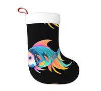 WBQLSL Calcetines de Navidad con ondas de pez, 17.7 x 11 pulgadas, calcetines de decoración de regalo de Navidad, Año Nuevo, calcetines de fiesta