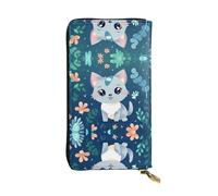 WBQLSL Calico Cat - Elegante cartera de cuero de 7.4 x 4.13 pulgadas de largo, con cremallera, práctica cartera de viaje para dinero en efectivo