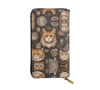 WBQLSL Calico Cat - Elegante cartera de cuero de 7.4 x 4.13 pulgadas de largo, con cremallera, práctica cartera de viaje para dinero en efectivo