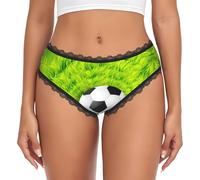 WBQLSL Calzoncillos de encaje para mujer de fútbol sobre hierba, sin costuras, de talle bajo, sin costuras, con estampado de transferencia, suaves, Negro, XL-3XL