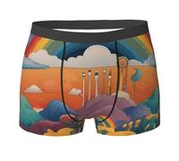 WBQLSL Calzoncillos tipo bóxer con estampado de arcoíris extraño, cómodos para el uso diario y el hogar, Negro, S