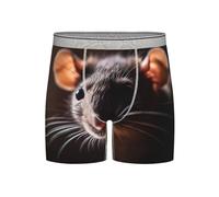 WBQLSL Calzoncillos tipo bóxer con estampado de cabeza de rata para hombre, frescura y comodidad durante todo el día, talla larga (S-4XL), gris claro, S