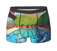 WBQLSL Calzoncillos tipo bóxer con estampado de flamenco y piscina para hombre, elásticos, transpirables y cómodos contra la fricción., Negro, S