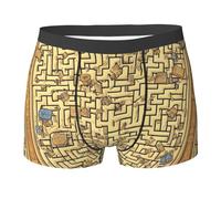 WBQLSL Calzoncillos tipo bóxer con estampado de laberinto del tesoro, cómodos para el uso diario y el hogar, Negro, XXL