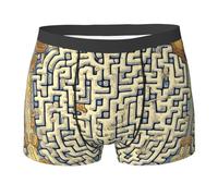 WBQLSL Calzoncillos tipo bóxer con estampado de mapa del tesoro del laberinto, cómodos para el hogar, viajes y deportes, Negro, L