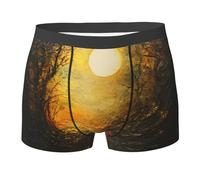 WBQLSL Calzoncillos tipo bóxer con estampado de paisaje al óleo, cómodos para el hogar, viajes y deportes, Negro, Medium