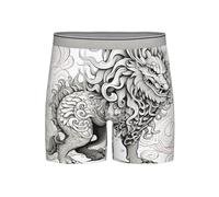 WBQLSL Calzoncillos tipo bóxer para hombre, con estampado de animales mitológicos, frescura y comodidad durante todo el día, talla larga (S-2XL), gris claro, XXL