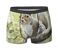 WBQLSL Calzoncillos tipo bóxer para hombre con estampado de ardilla gris al óleo, secado rápido, transpirables y cómodos para el uso diario, Negro, Medium