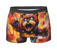 WBQLSL Calzoncillos tipo bóxer para hombre con estampado de oso pintado al óleo, de secado rápido, transpirables y cómodos para el uso diario, Negro, Medium