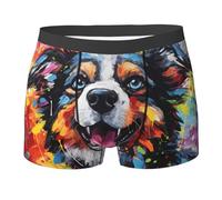WBQLSL Calzoncillos tipo bóxer para hombre con estampado de perro de pintura al óleo, de secado rápido, transpirables y cómodos para el uso diario, Negro, Medium