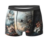 WBQLSL Calzoncillos tipo bóxer para hombre con estampado de pintura al óleo vintage, secado rápido, transpirables y cómodos para el uso diario, Negro, Medium