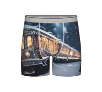 WBQLSL Calzoncillos tipo bóxer para hombre con estampado de tren nocturno nevado, frescura y comodidad durante todo el día, talla larga (S-2XL), gris claro, XXL