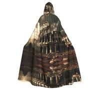 WBQLSL Capa con capucha de Restos del Coliseo Romano para adultos, perfecta para Halloween, fiestas de disfraces y cosplay.