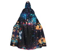 WBQLSL Capa con capucha estampada de flores en el río, disfraz de fiesta de vacaciones/carnaval, adecuado para adultos y niños