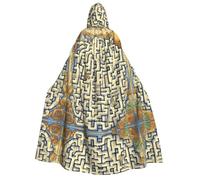 WBQLSL Capa con capucha para adultos con diseño de mapa del tesoro del laberinto adecuada para juegos de rol y fiestas temáticas